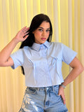 Camisa Cropped Zaya Azul bebe