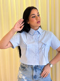 Camisa Cropped Zaya Azul bebe